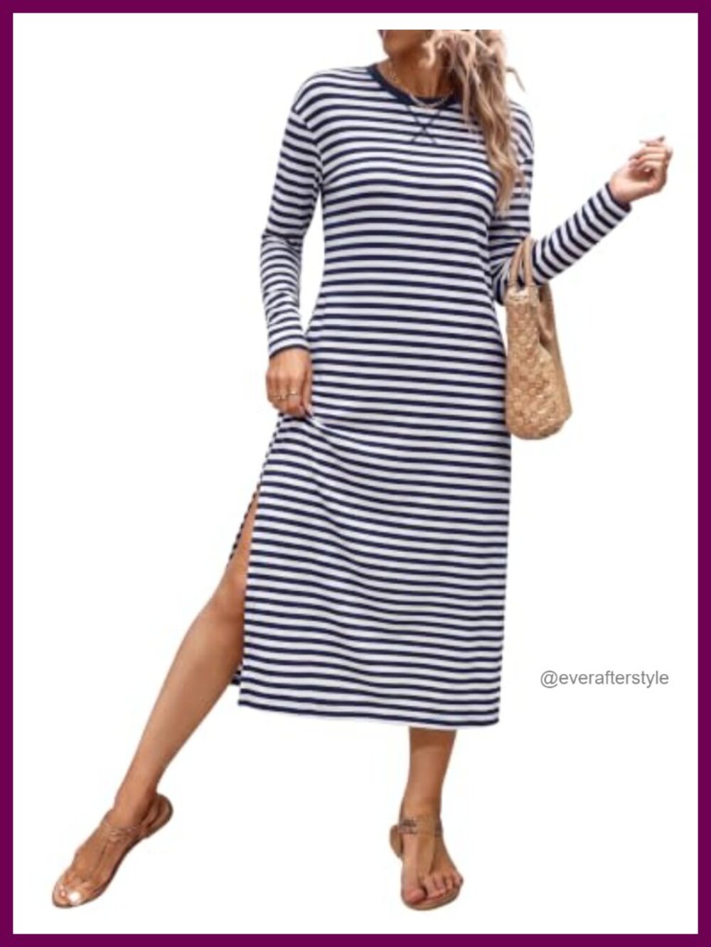 Quenteen Long Sleeve Midi Dress with Pockets - Women's Casual Fall Dress